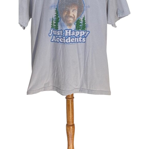 Bob Ross “There Are No Mistakes, Just Happy Accidents” Tee Shirt Gray Size L - Picture 5 of 10